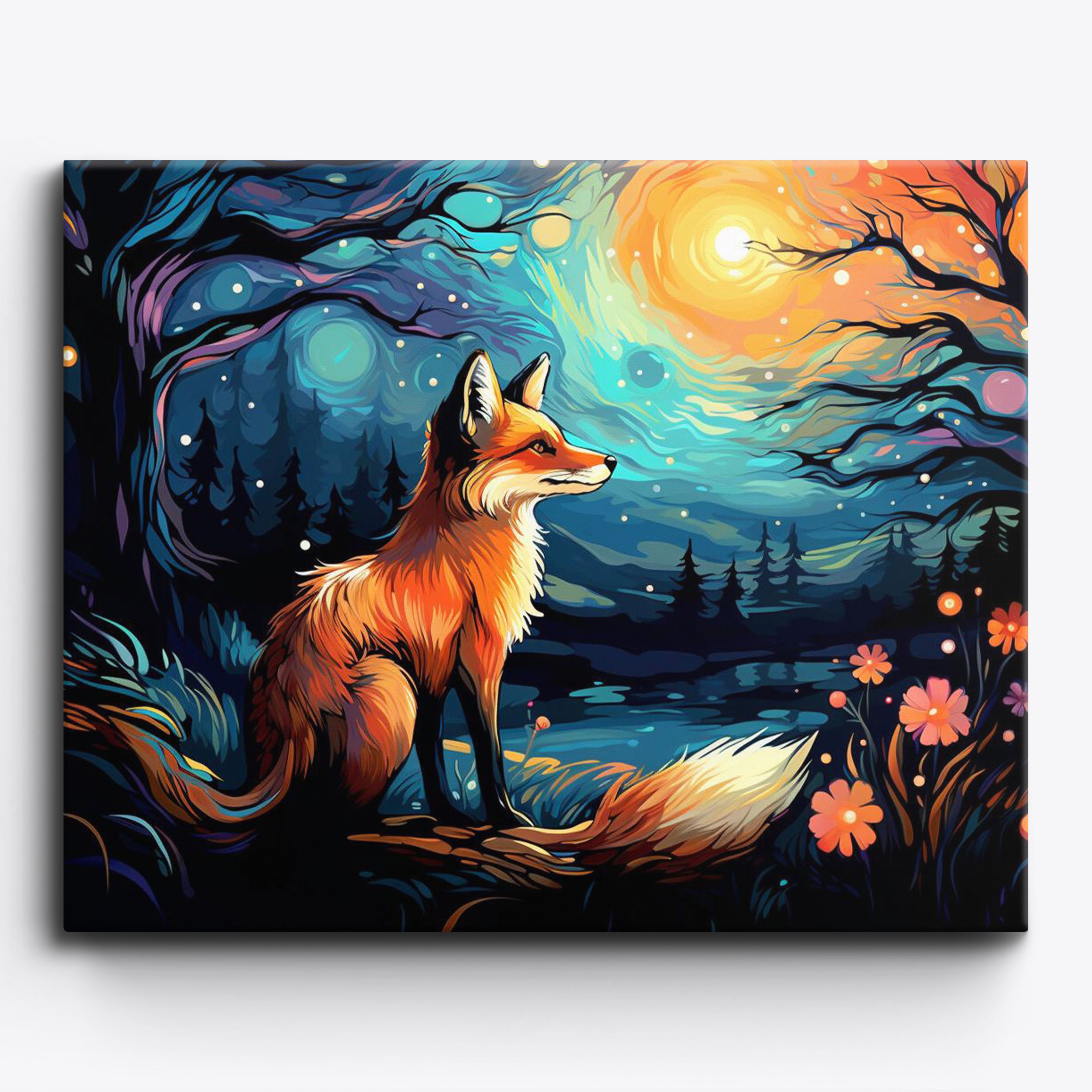 Fox Under Moonlight No Frame