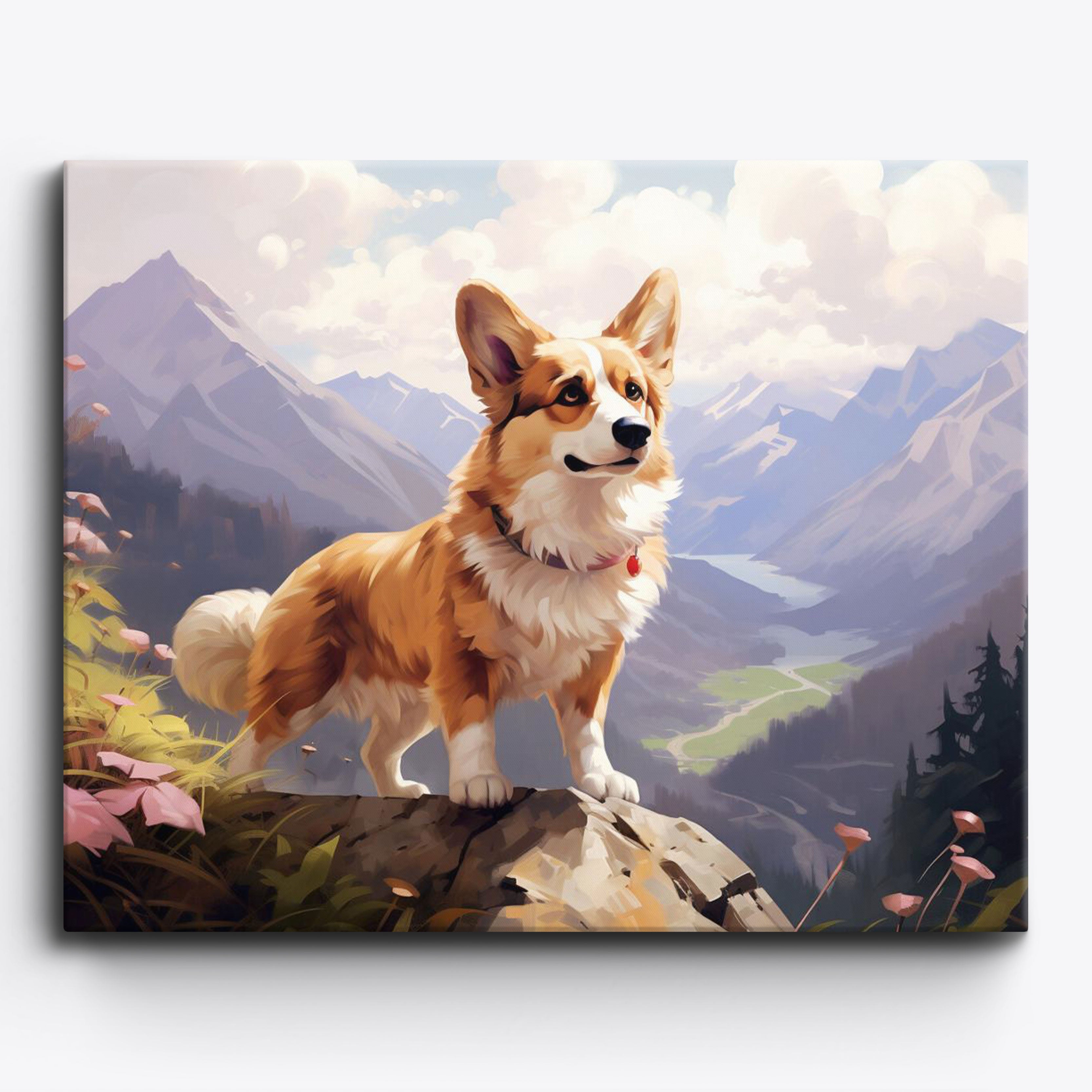 Herding Hues Corgi In Canvas No Frame