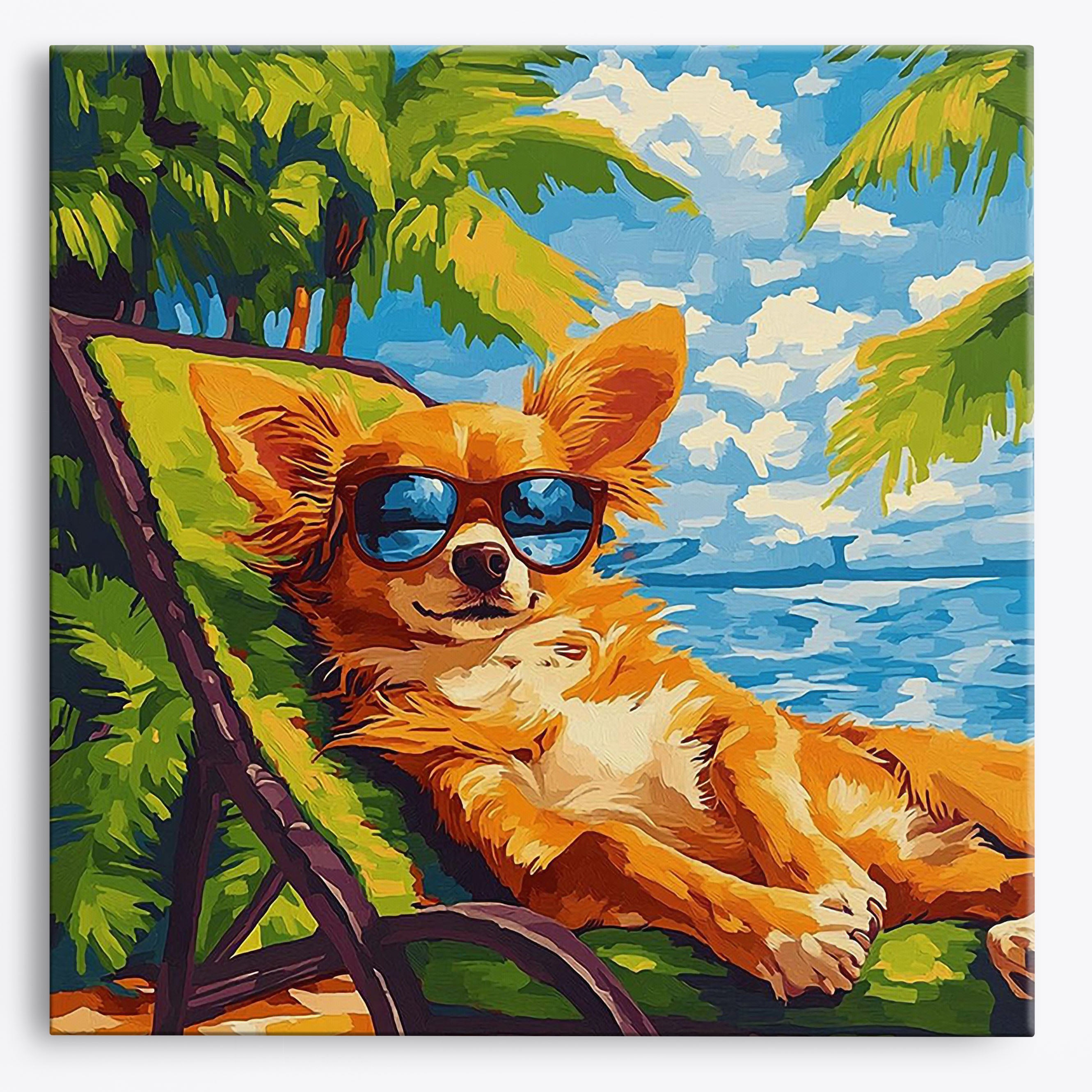 Poolside Pup No Frame / Regular (15.75"x15.75"/40x40cm) / 24 colors