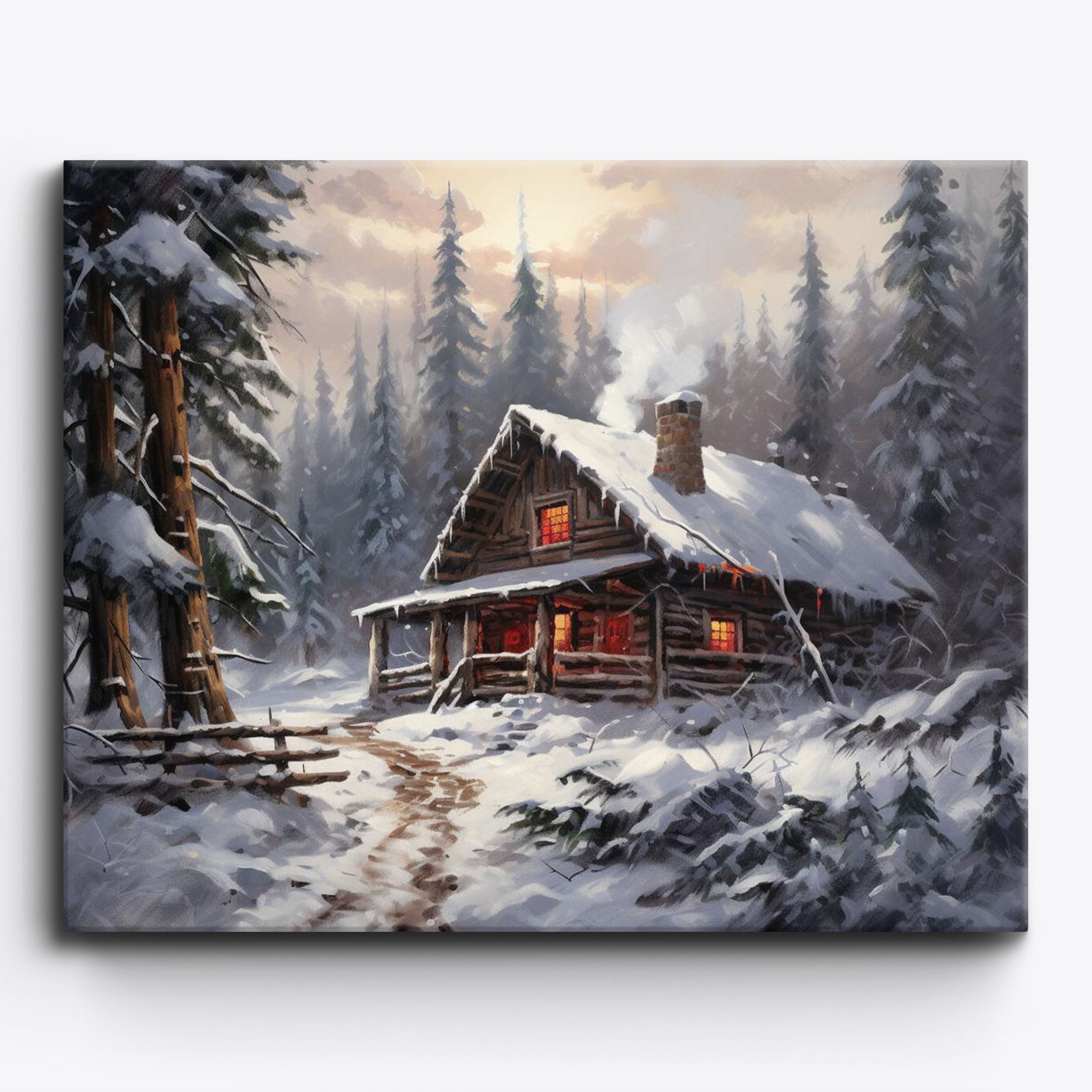 Snowy Cabin Retreat No Frame