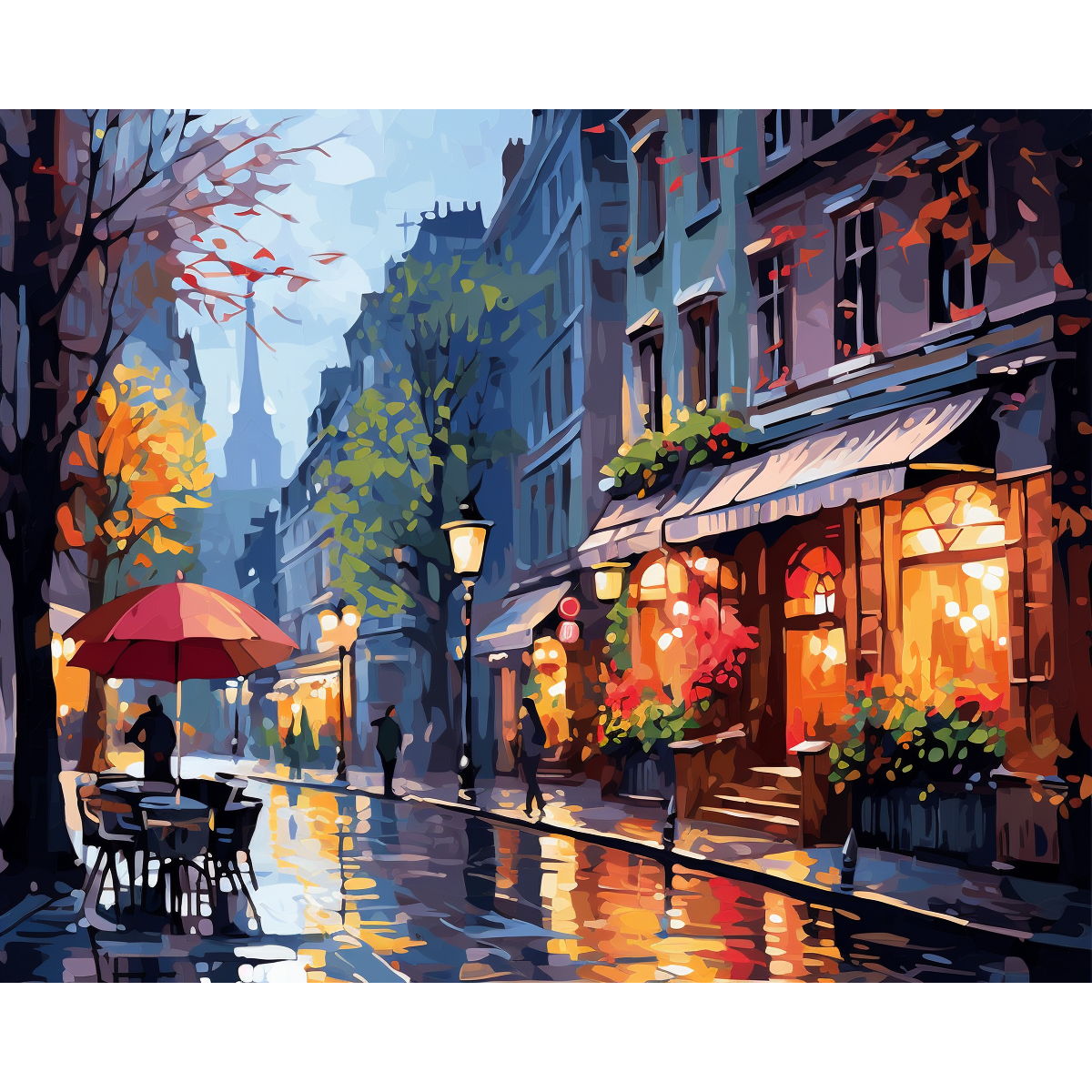 Gouache Rainy Street